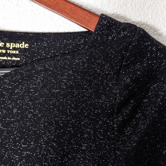 Kate Spade Dress Shimmer Fit and Flare Black Size 0 Artful Statement - Picture 7 of 9